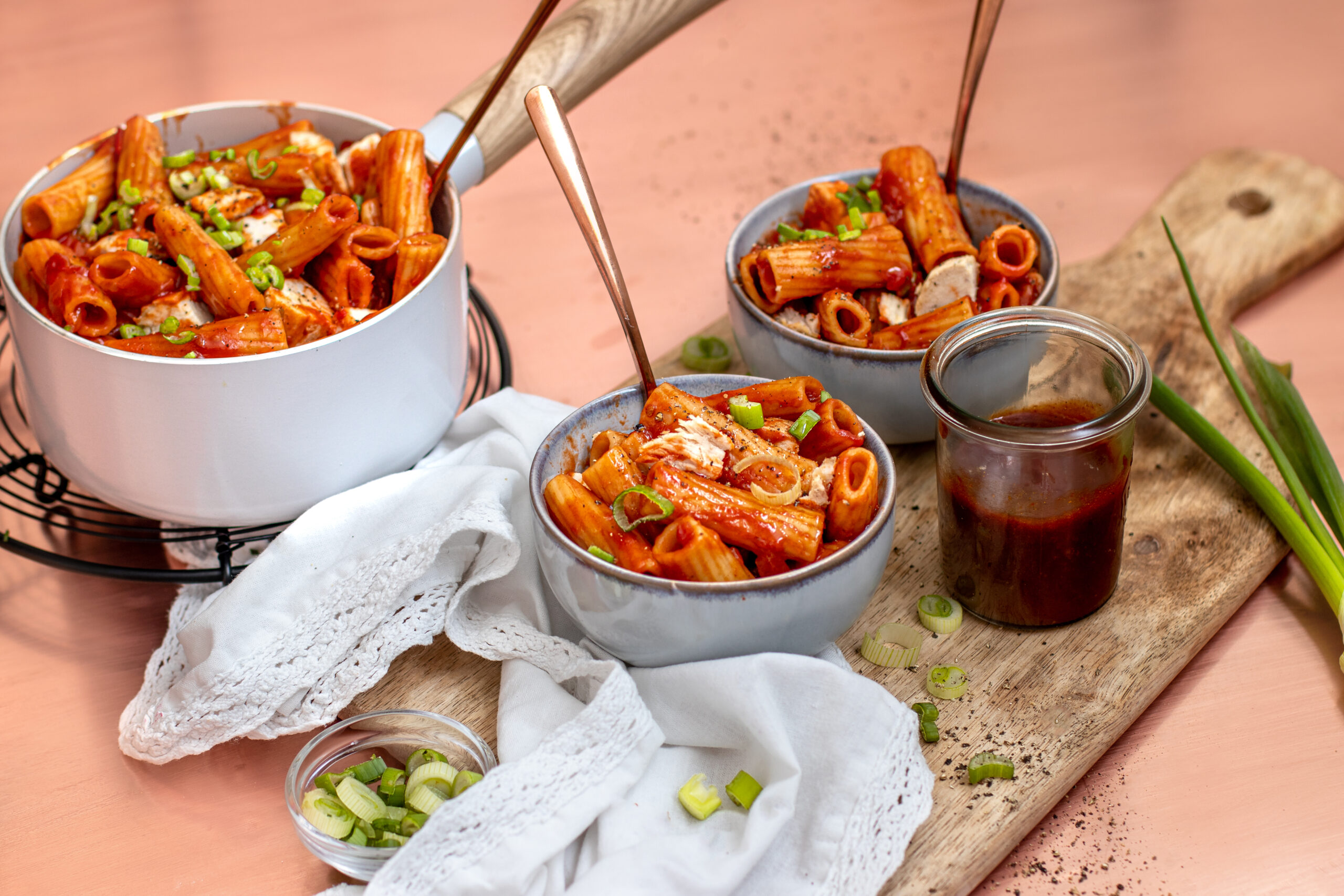 BBQ Chicken Pasta – finished dish