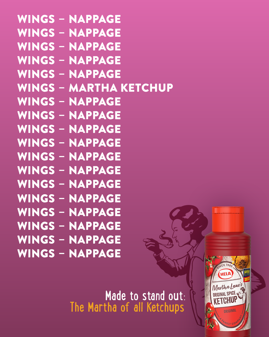 Social media motif: Wings – nappage, made to stand out.